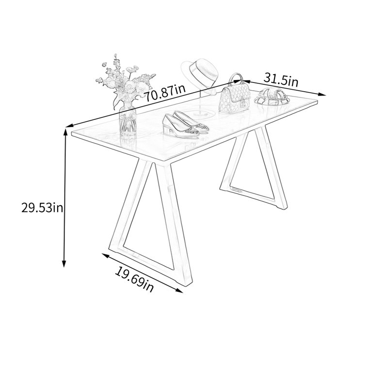 Table de présentation Gold, H 29,53 po x l 70,87 po x P 31,5 po