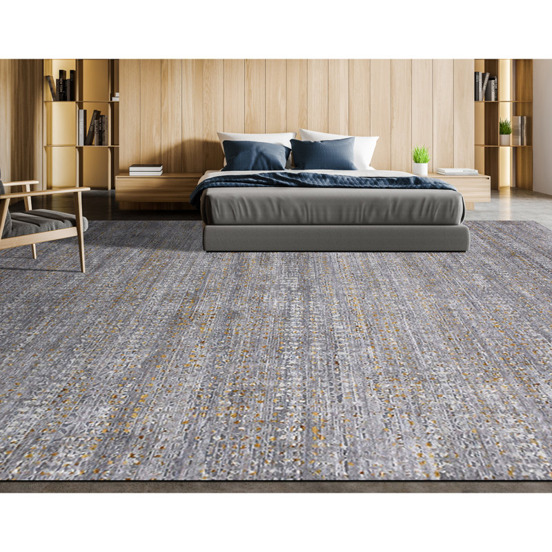 Tapis gris / or de haute qualité noué à la main Canterbury, Rectangulaire 8 pi x 10 pi