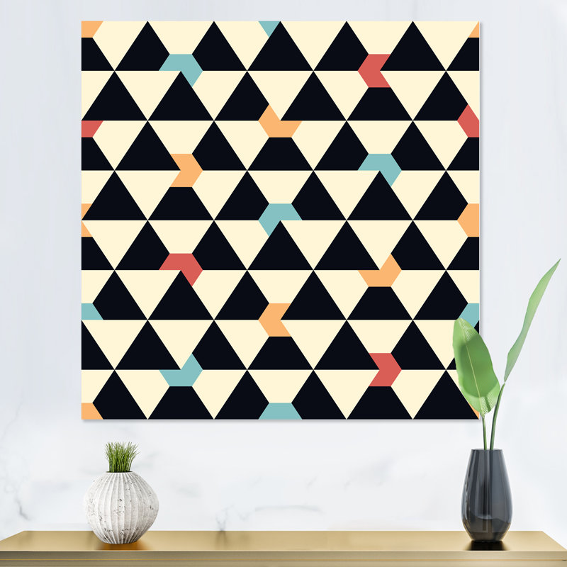 «Black and Beige Retro Geometrics I», impression sur toile, H 30 po x l 30 po, Toile tendue