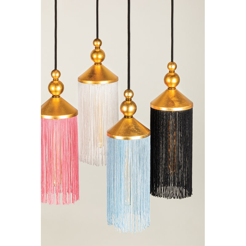 Luminaire suspendu cylindrique à 1 lumière Scarlett, Feuille d'or / noir