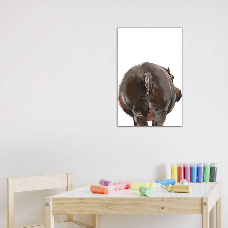 Art hippopotame, Toile tendue, H 12 po x l 8 po x P 0,75 po