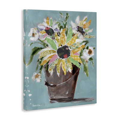 Flower Bucket Bouquet Canvas Wall Art by Amanda Hilburn