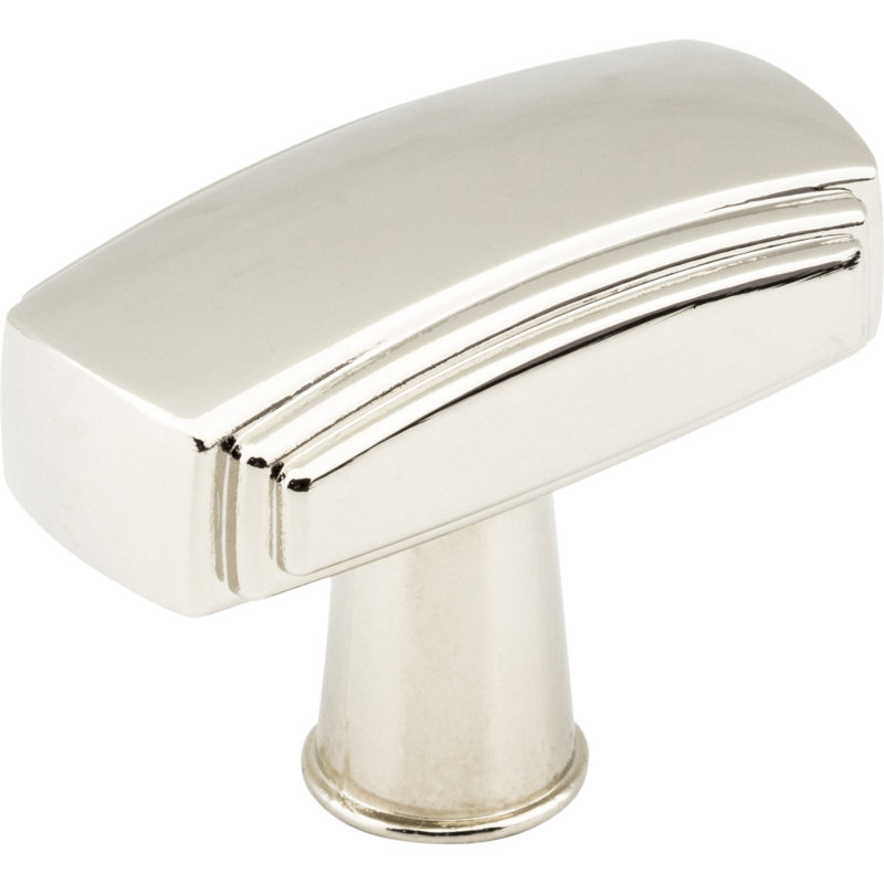 Delgado Rectangular Knob, Polished Nickel