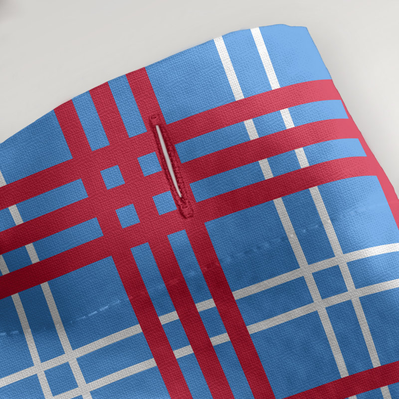 Rideau de douche simple à carreaux Houston, Bleu clair / blanc / rouge