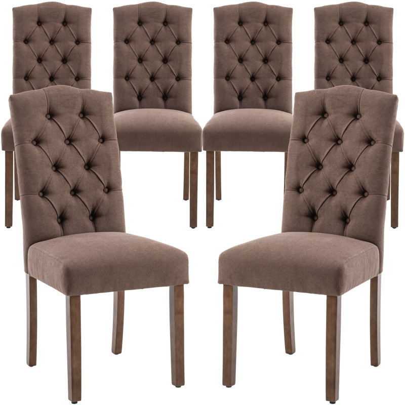 Tiarnna Linen Side Chair Dining Chair, Brown