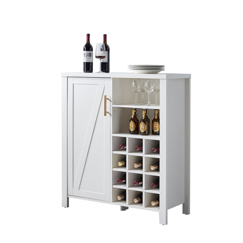White Wood 36'' Farmhouse Wine Bar Cabinet