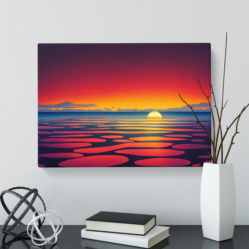 Contemporary Ocean Beach Sunset - Wrapped Canvas, 40cm H x 60cm W x 3cm D