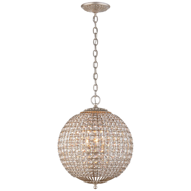Aerin Renwick Sphere Chandelier, 21.5" H x 19" W x 19" D, Burnished Silver Leaf