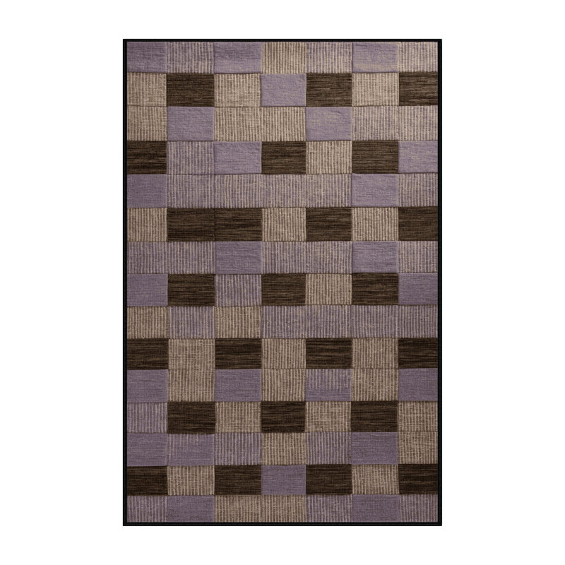 Tapis damier noir lavable à la machine, Rectangle 2 pi x 3 pi