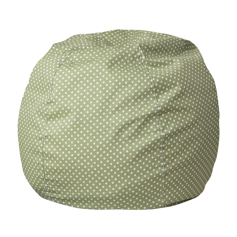 Fauteuil à billes en coton Classic, Sergé de coton vert / blanc, Petit