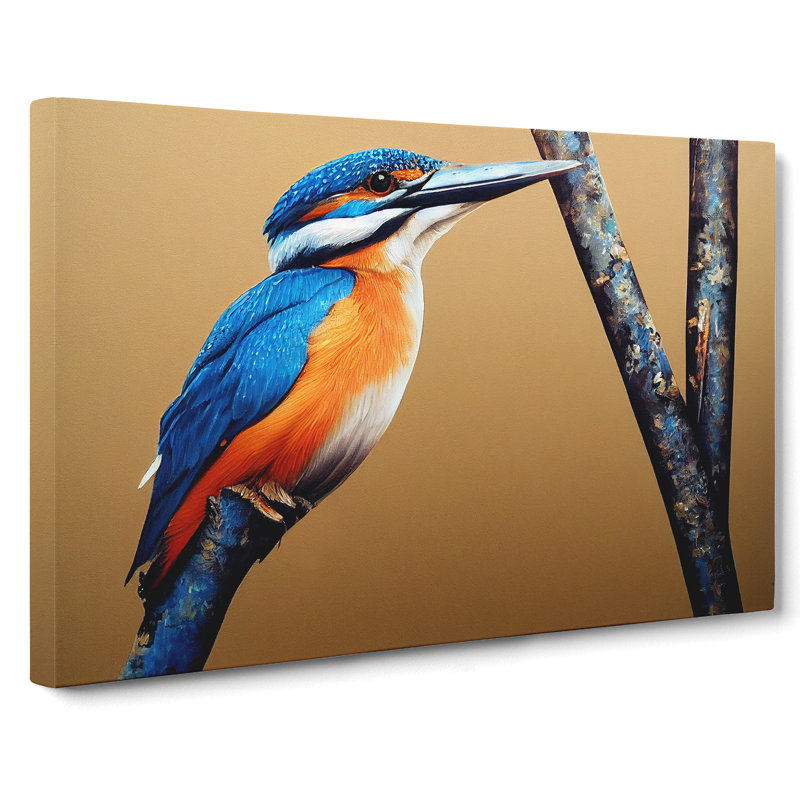 Bewitching Kingfisher Bird - Wrapped Canvas, 50cm H x 76cm W x 3cm D