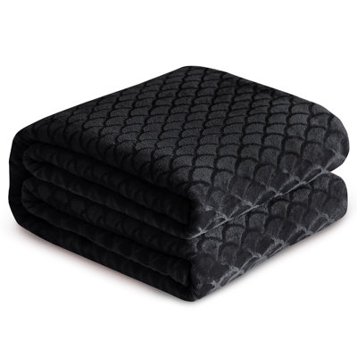 Brushed Flannel Blanket Black Throw