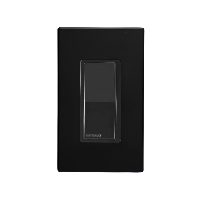 Interrupteur WiFi câblé noir avec plaque murale noire