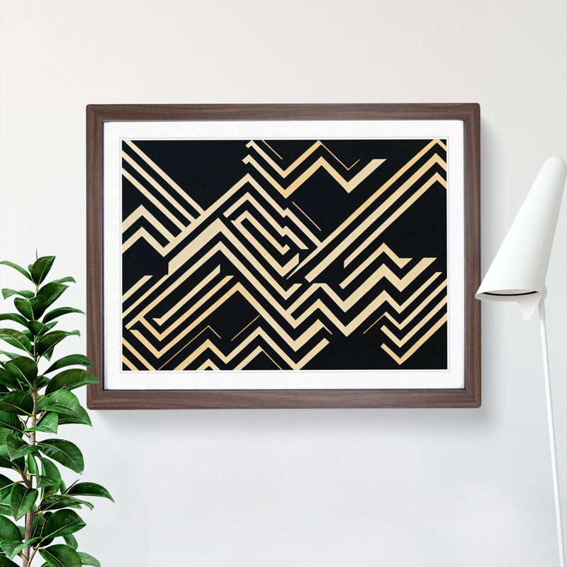 Brave Modern Abstract - Single Picture Frame Painting, Walnut Framed, 46cm H x 64cm W x 2cm D
