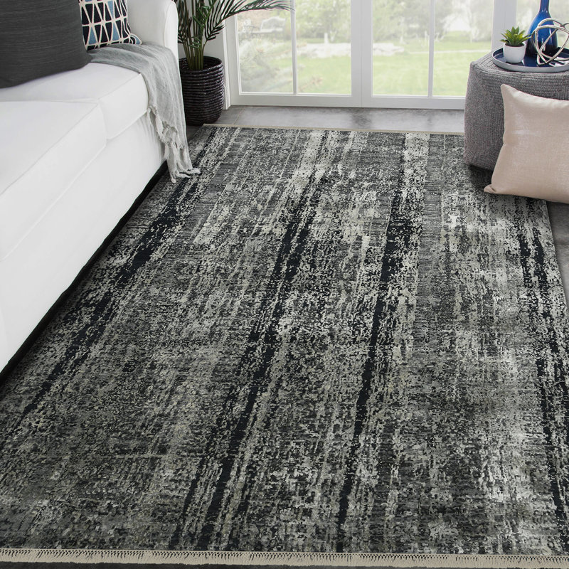 Zenith Abstract Area Rug in Gray, Rectangle 9' x 12'