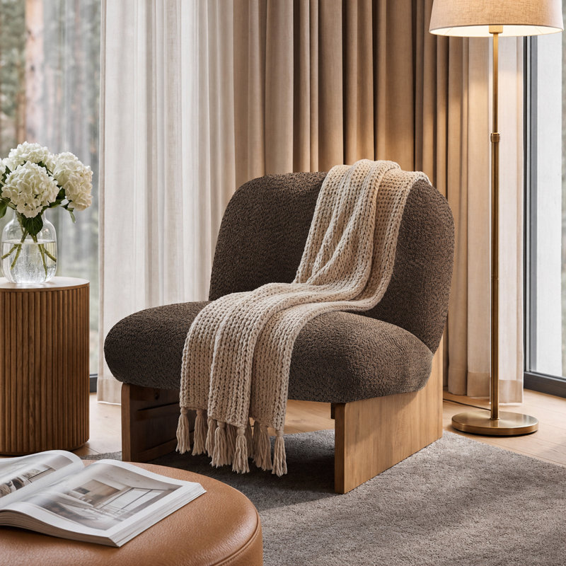 Chaise d'appoint rembourrée Decker, Brown