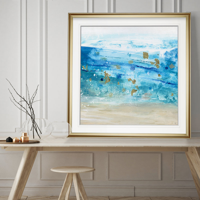 «Sea Glass Summer I», reproduction encadrée, H 27 po x l 27 po x P 1,5 po, Encadrement doré