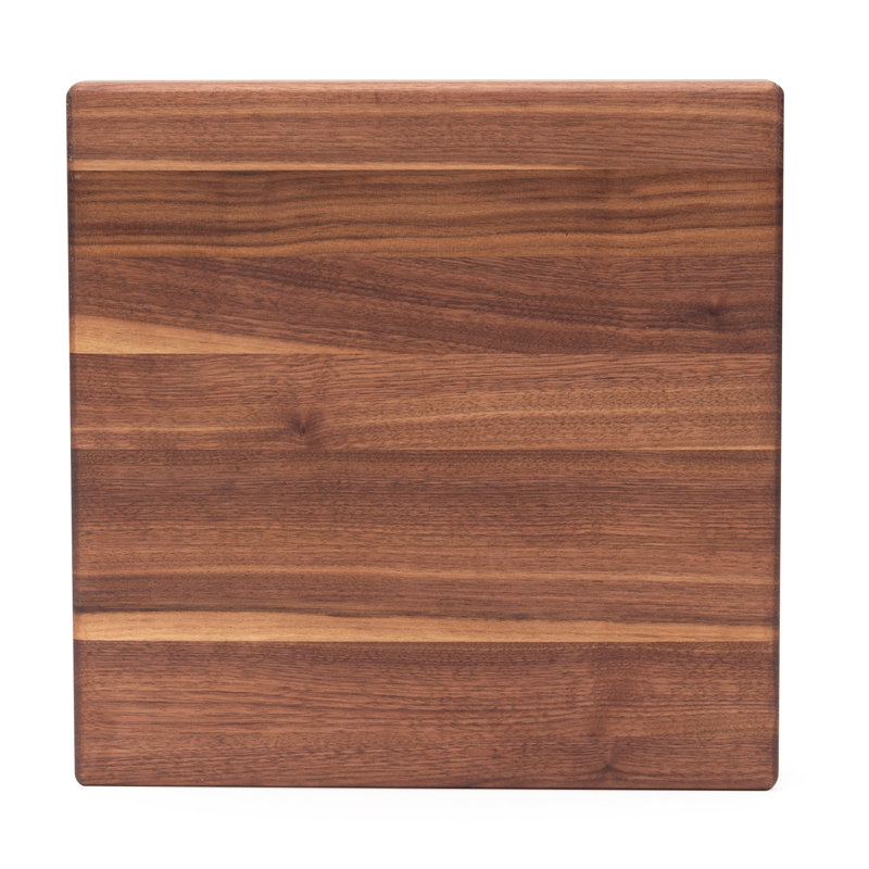 Gift 1.5" Edge Grain Walnut Board with Stainless Steel Feet, Brown/White, 12" W x 12" L