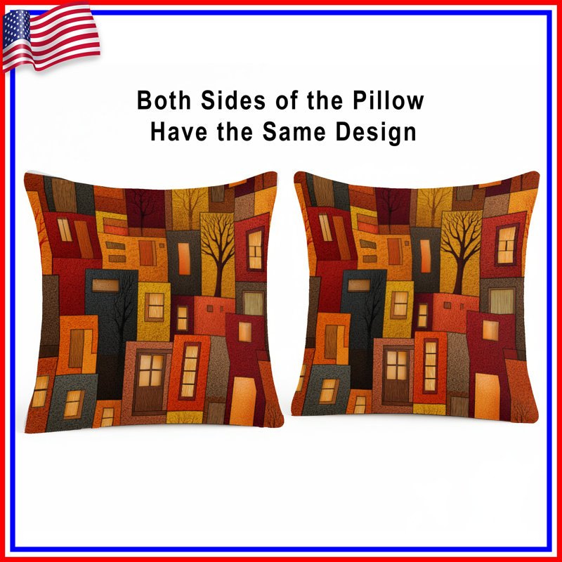 Coussin décoratif abstrait, bâtiments à double face Architecture, 18 po x 18 po