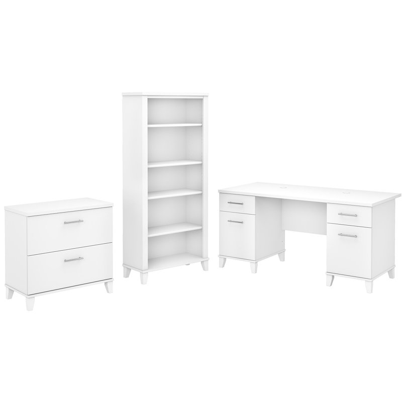 Magomed 3 Piece Computer Desk Office Set, White