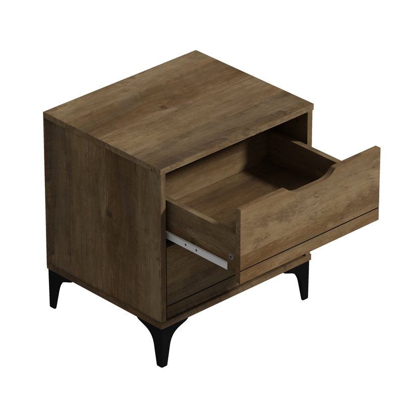 Table de chevet 2 tiroirs Norcross, Brun