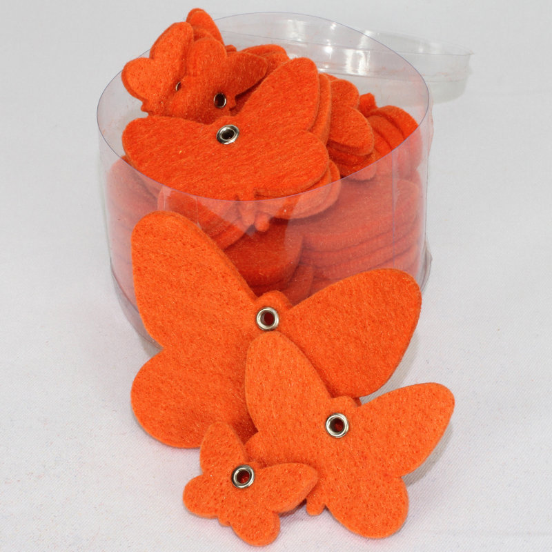 Ornement en forme de fêtes 24 pièces papillons, Orange