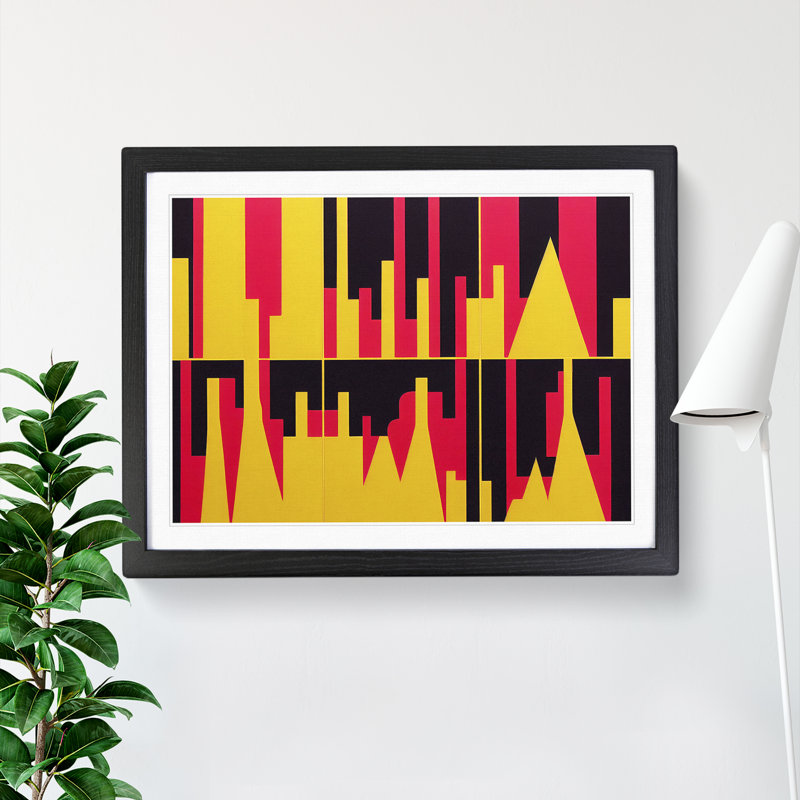 Distinguished Abstract Skyscraper Skyline 1 Piece Single Picture Frame Wall Art, 34cm H x 46cm W x 2cm D, Black