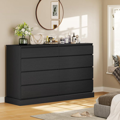 Commode pour la chambre à coucher, commodes doubles modernes à 8 tiroirs, commode de rangement pour le salon, vestibule, dimensions 51,6 po x l 15,7 po x 37,7 po