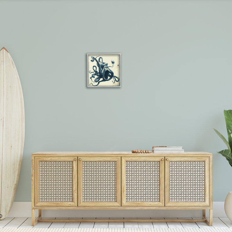 Pieuvre maritime rétro, art numérique par art encadré, Estampe numérique Farmhouse, H 17 po x l 17 po