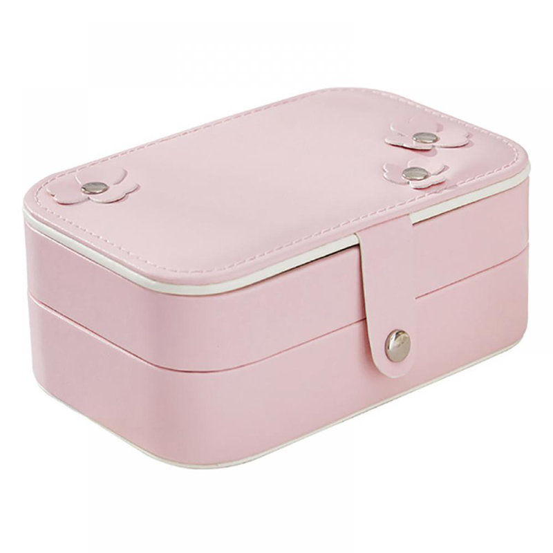 Boîte de rangement pour bijoux à double couche, Rose Primerose