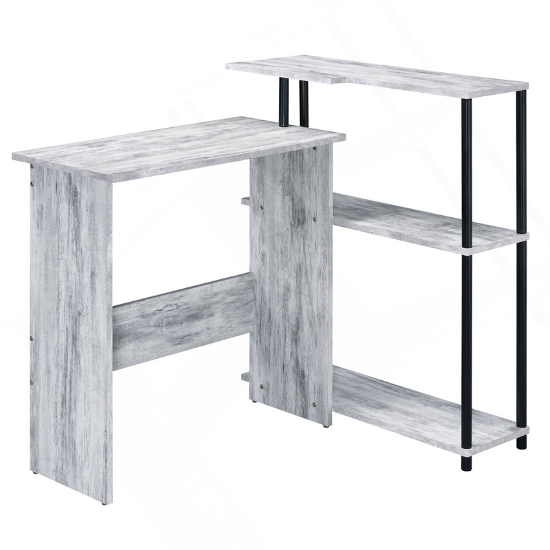 Bureau antique blanc et noir avec bibliothèque, Noir/gris