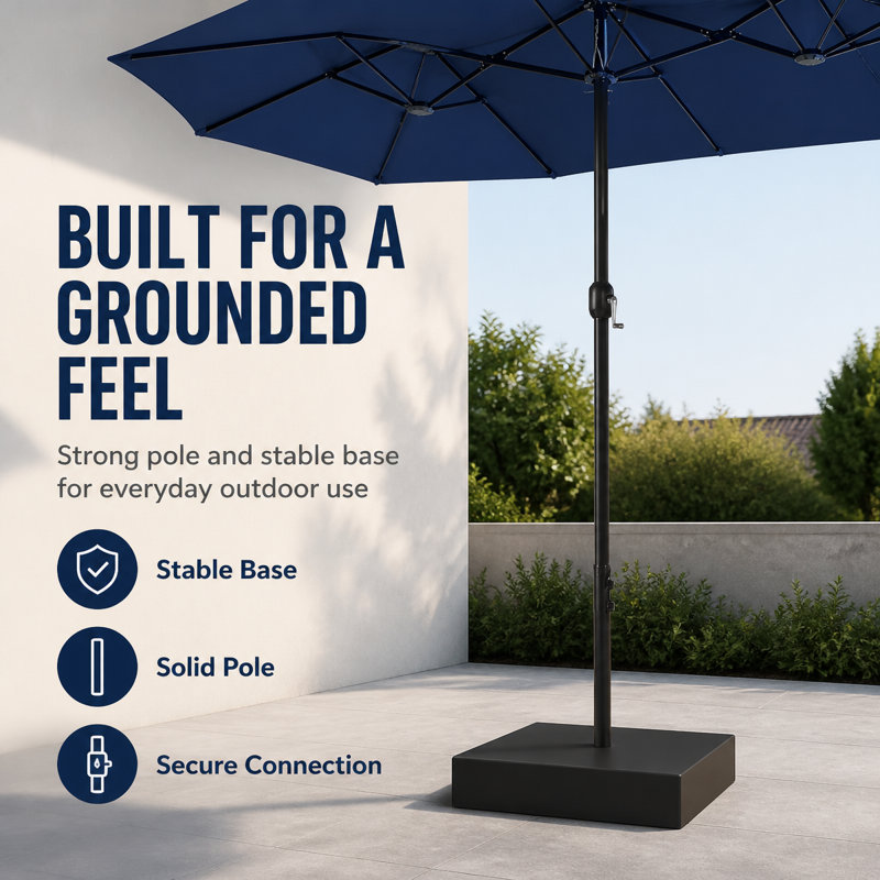 Parasol de patio rectangulaire 15 pi avec base