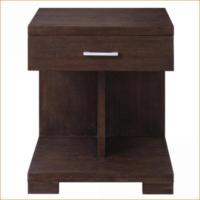 Table basse en noyer à 1 tiroir pour le salon, robuste avec rangement spacieux