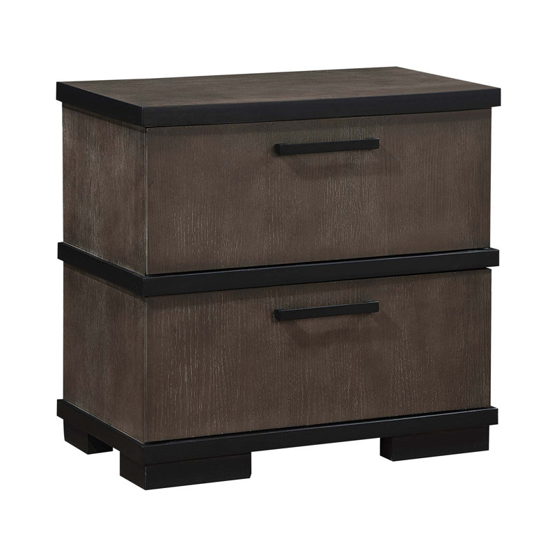 Two-Tone 2-Drawers Nightstand 1Pc Modern Industrial Design Bedroom Furniture