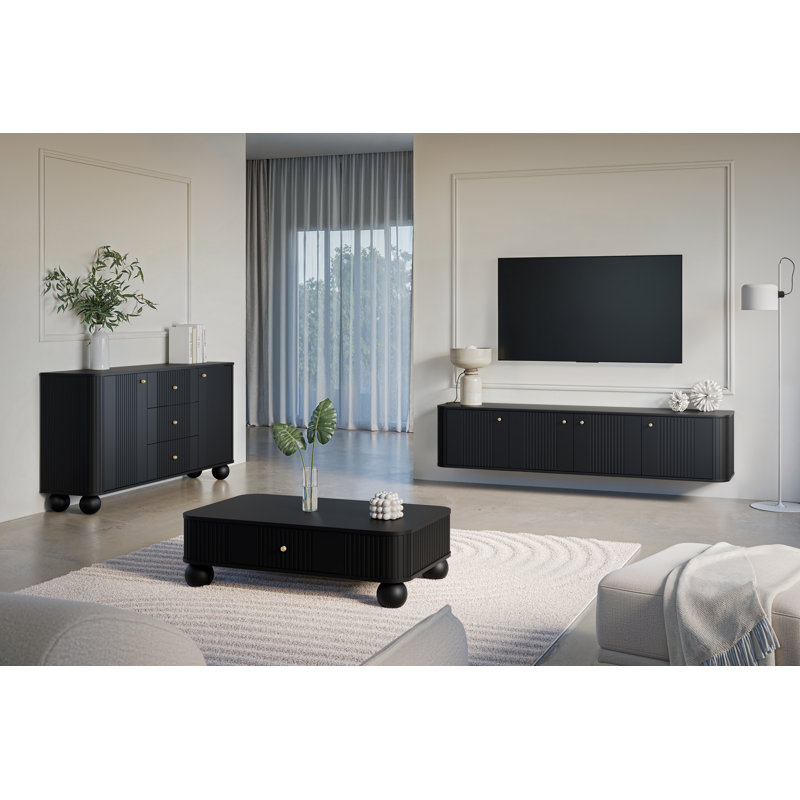 Dayzee Coffee Table with Storage, Black/Gold Top/Black Base
