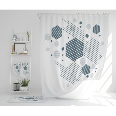 Navarius Polyester Shower Curtain Set