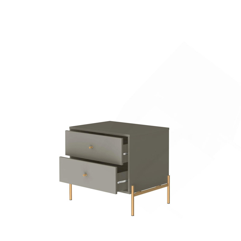 25" Nightstand In Sage Gray (2-Drawer), Gray