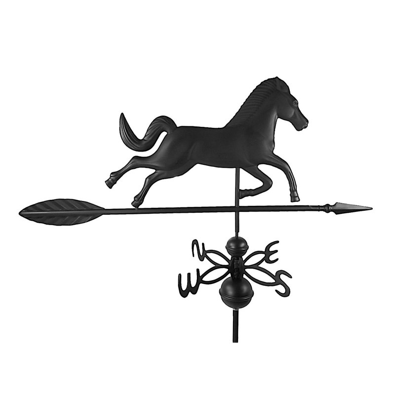 Girouette cheval avec toit, H 24 po x l 14 po x P 30 po, Noir