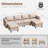 6-Piece 118.5'' Reversible Modern L-Shape Sectional Sofa With Storage Seat- Faux Leather-Light Gray-321356817