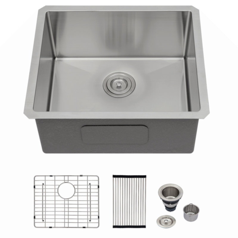 Évier de cuisine encastrable 21 po - 21 po x 18 po x 10 po - Évier de cuisine en acier inoxydable encastrable 16 jauges 10 profonds