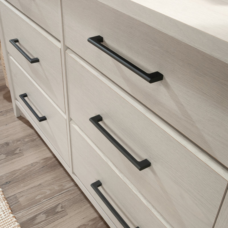 Commode transitionnelle en bois d'ingénierie avec six tiroirs spacieux, blanc, Blanc