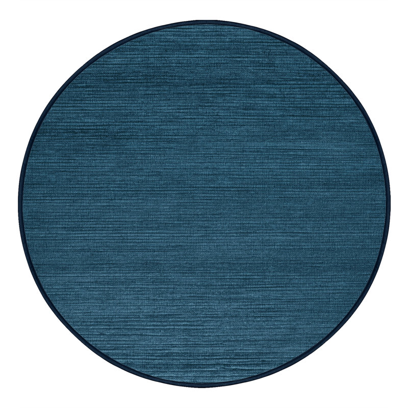 Machine Washable Solid Gray Area Rug, Round 6'