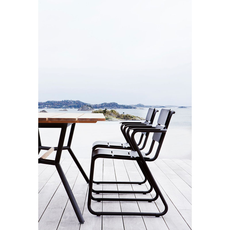 Reef Rectangular 29.5" Dining Table, Teak, Stainless Steel, 29.13" H x 70.88" W x 39.38" D