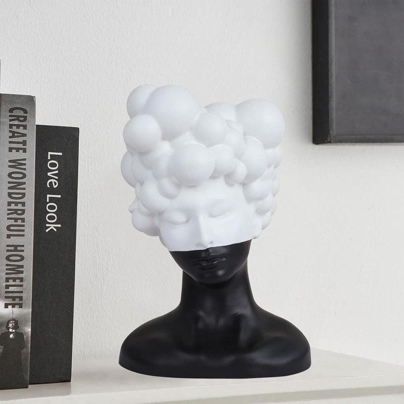 10.2" Black & White Abstract Female Statue - Home Office Desktop Decor