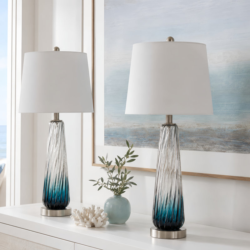 Lampe de table en verre Aislin avec interrupteur à 3 voies (ensemble de 2)