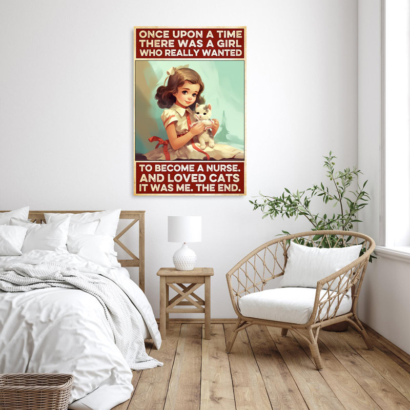 Une fille à devenir infirmière - 1 pièce, reproduction d'art graphique sur toile tendue, H 36 po x l 24 po x P 1,25 po