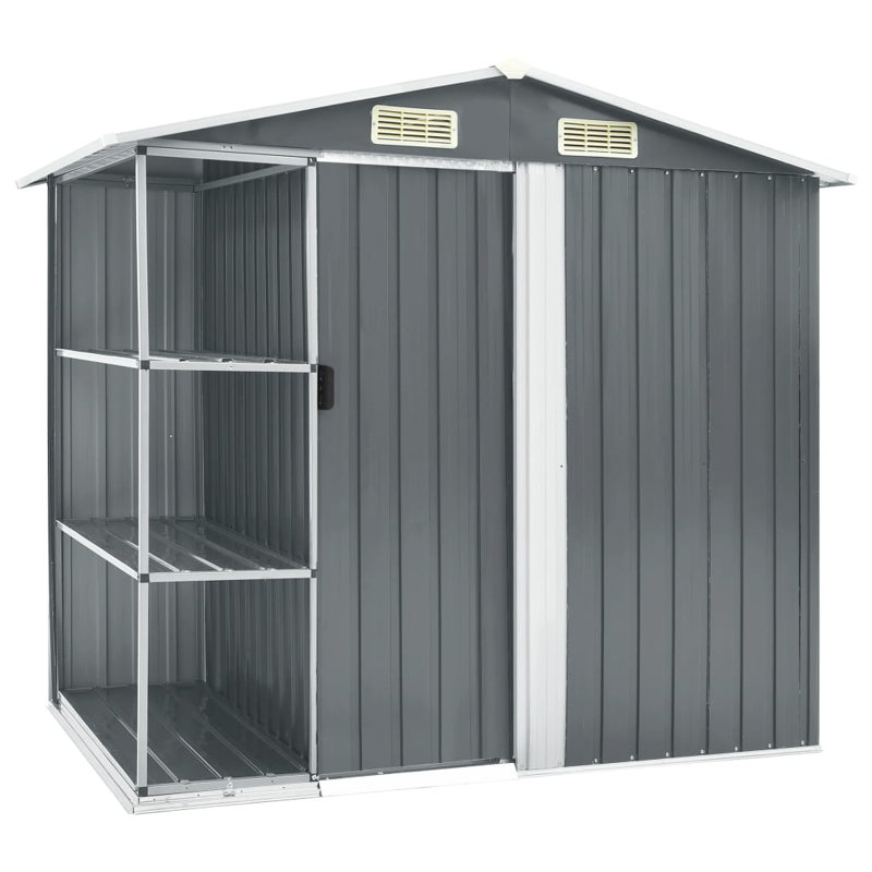 Garden Shed with Rack 205x130x183 cm Iron, Grey