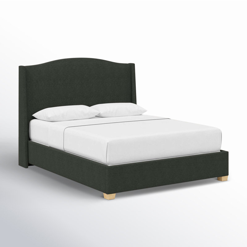 Allis Upholstered Wingback Bed, California King, Classic Black Linen