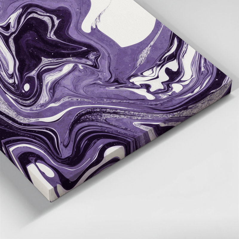 Abstrait art fluide sur toile mauve 4, H 12 po x l 12 po