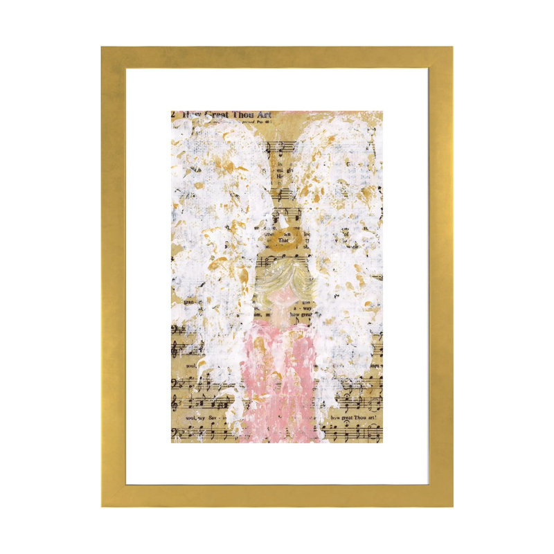 Reproduction d’art, "How Great Thou art blonde" par Ashley Bradley, H 24 po x l 16 po x P 1 po, Blanc, Papier encadré doré